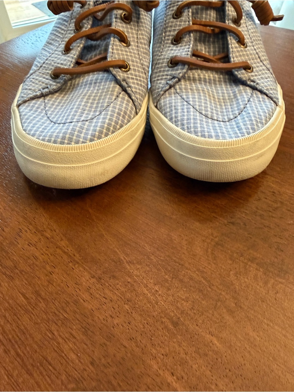 Sperry Light Blue Plaid Slip On Sneakers - Picture 9 of 11